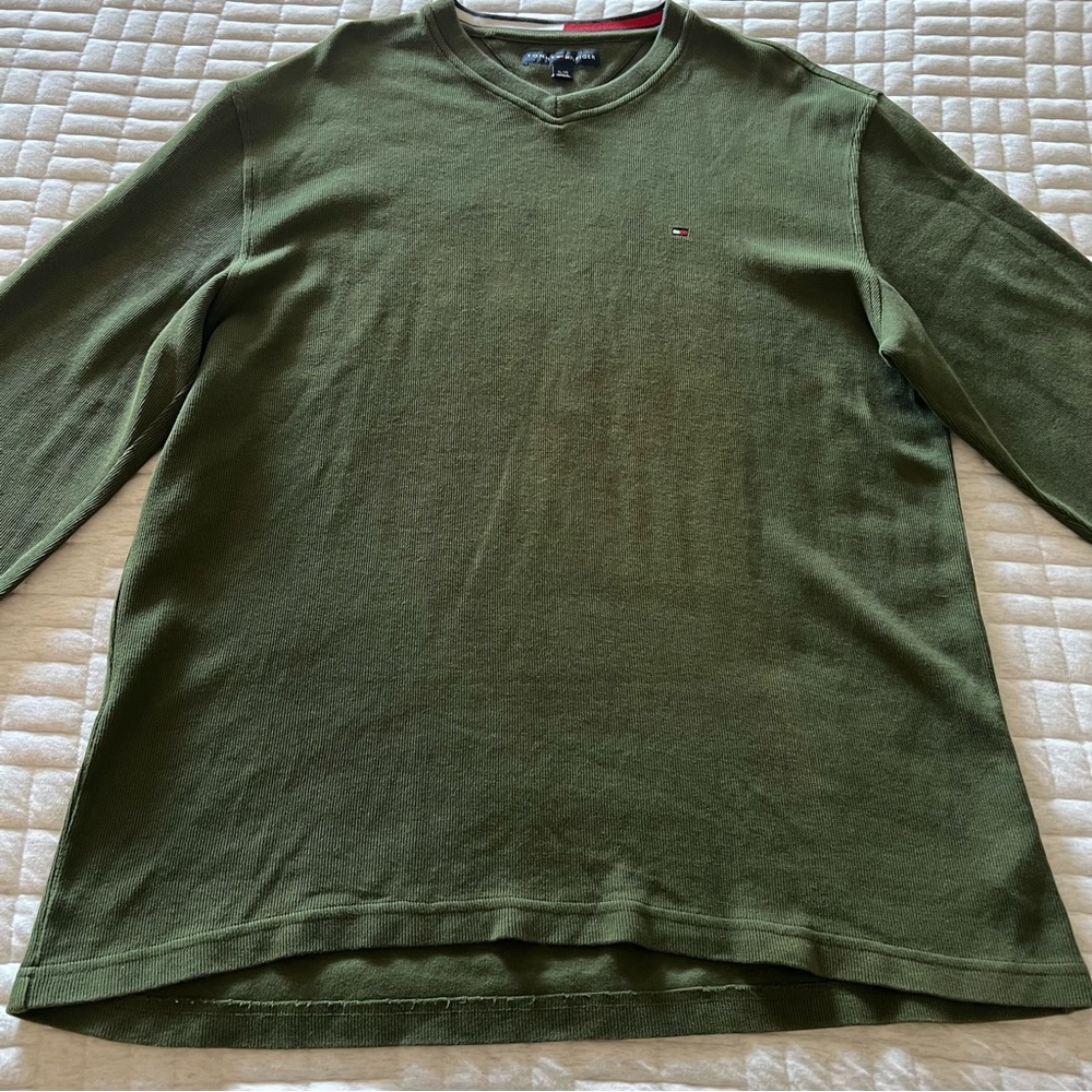Tommy Hilfiger Mens XL Olive V-Neck Sweater